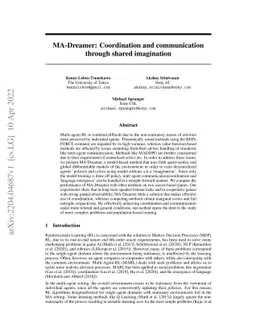 MA-Dreamer: Coordination and communication through shared imagination