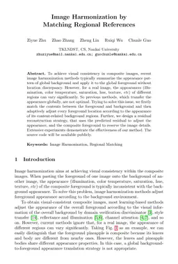 Image Harmonization by Matching Regional References