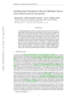 Information-theoretic Online Memory Selection for Continual Learning