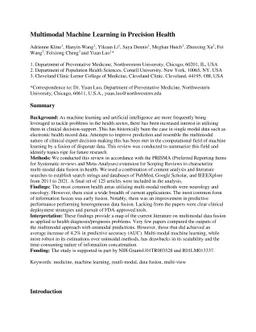 Multimodal Machine Learning in Precision Health