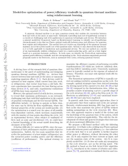 Model-free optimization of power/efficiency tradeoffs in quantum thermal
  machines using reinforcement learning