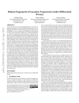 Robust Fingerprint of Location Trajectories Under Differential Privacy