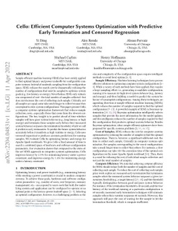 Cello: Efficient Computer Systems Optimization with Predictive Early
  Termination and Censored Regression