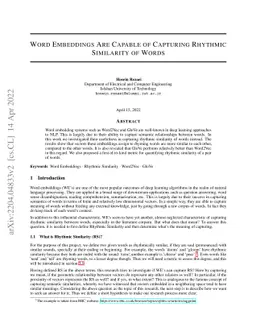 Word Embeddings Are Capable of Capturing Rhythmic Similarity of Words