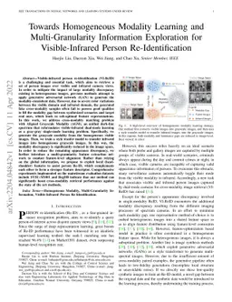Towards Homogeneous Modality Learning and Multi-Granularity Information
  Exploration for Visible-Infrared Person Re-Identification