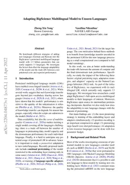 Adapting BigScience Multilingual Model to Unseen Languages