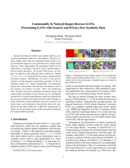 Commonality in Natural Images Rescues GANs: Pretraining GANs with
  Generic and Privacy-free Synthetic Data
