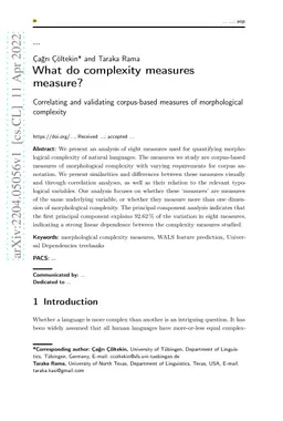 What do complexity measures measure? Correlating and validating
  corpus-based measures of morphological complexity