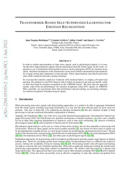 Transformer-Based Self-Supervised Learning for Emotion Recognition