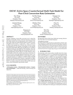 ESCM$^2$: Entire Space Counterfactual Multi-Task Model for Post-Click
  Conversion Rate Estimation
