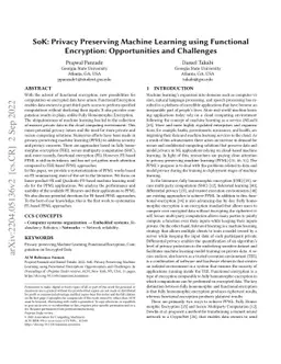 SoK: Privacy Preserving Machine Learning using Functional Encryption:
  Opportunities and Challenges
