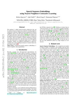 Speech Sequence Embeddings using Nearest Neighbors Contrastive Learning
