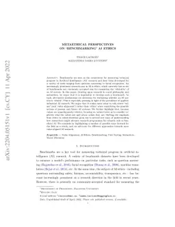 Metaethical Perspectives on 'Benchmarking' AI Ethics