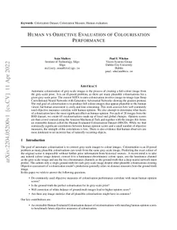 Human vs Objective Evaluation of Colourisation Performance