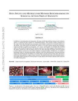 Data Splits and Metrics for Method Benchmarking on Surgical Action
  Triplet Datasets