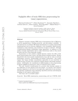 Negligible effect of brain MRI data preprocessing for tumor segmentation