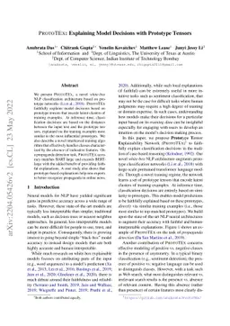 ProtoTEx: Explaining Model Decisions with Prototype Tensors