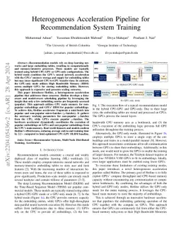 Heterogeneous Acceleration Pipeline for Recommendation System Training