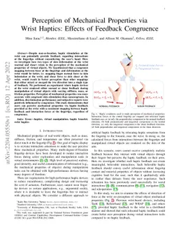 Perception of Mechanical Properties via Wrist Haptics: Effects of
  Feedback Congruence