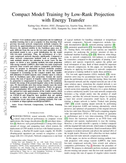 Compact Model Training by Low-Rank Projection with Energy Transfer
