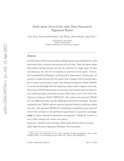 Multi-agent Actor-Critic with Time Dynamical Opponent Model