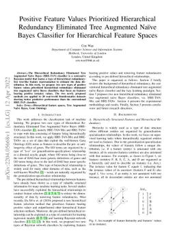 Positive Feature Values Prioritized Hierarchical Redundancy Eliminated
  Tree Augmented Naive Bayes Classifier for Hierarchical Feature Spaces