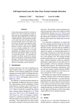 Self-Supervised Losses for One-Class Textual Anomaly Detection