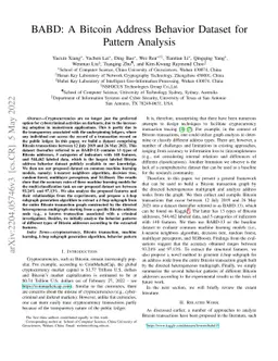 BABD: A Bitcoin Address Behavior Dataset for Pattern Analysis