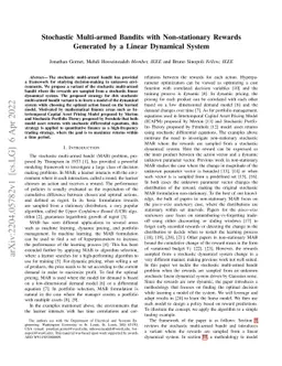 Stochastic Multi-armed Bandits with Non-stationary Rewards Generated by
  a Linear Dynamical System
