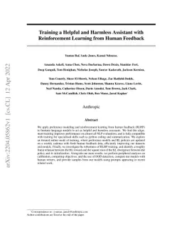 Training a Helpful and Harmless Assistant with Reinforcement Learning
  from Human Feedback