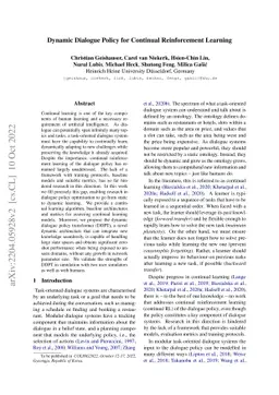 Dynamic Dialogue Policy for Continual Reinforcement Learning