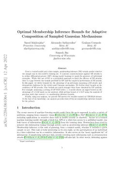Optimal Membership Inference Bounds for Adaptive Composition of Sampled
  Gaussian Mechanisms