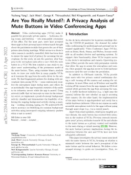 Are You Really Muted?: A Privacy Analysis of Mute Buttons in Video
  Conferencing Apps