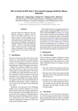 HIT at SemEval-2022 Task 2: Pre-trained Language Model for Idioms
  Detection
