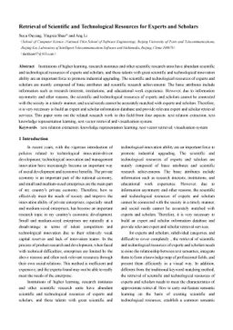 Retrieval of Scientific and Technological Resources for Experts and
  Scholars