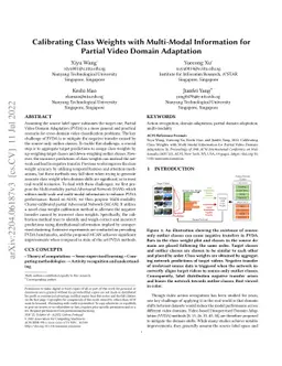 Calibrating Class Weights with Multi-Modal Information for Partial Video
  Domain Adaptation