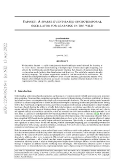 Sapinet: A sparse event-based spatiotemporal oscillator for learning in
  the wild