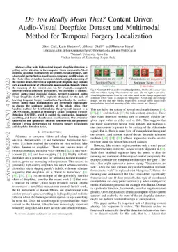 Do You Really Mean That? Content Driven Audio-Visual Deepfake Dataset
  and Multimodal Method for Temporal Forgery Localization