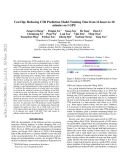 CowClip: Reducing CTR Prediction Model Training Time from 12 hours to 10
  minutes on 1 GPU