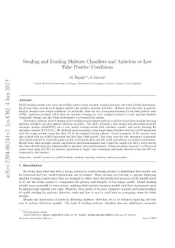 Stealing and Evading Malware Classifiers and Antivirus at Low False
  Positive Conditions