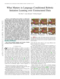 What Matters in Language Conditioned Robotic Imitation Learning over
  Unstructured Data
