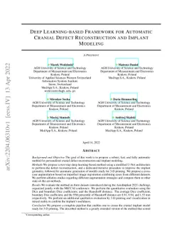 Deep Learning-based Framework for Automatic Cranial Defect
  Reconstruction and Implant Modeling