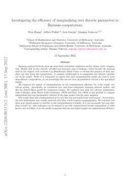 Investigating the efficiency of marginalising over discrete parameters
  in Bayesian computations