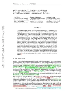 Distributionally Robust Models with Parametric Likelihood Ratios