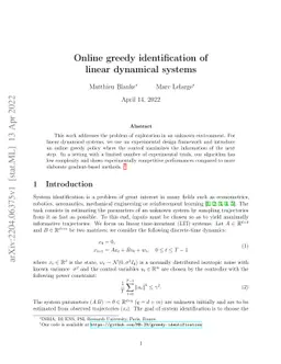 Online greedy identification of linear dynamical systems