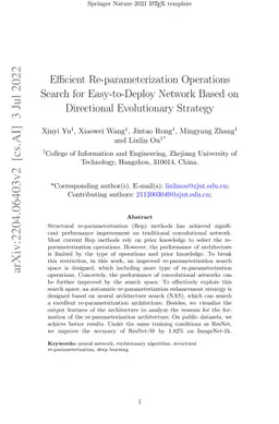 Efficient Re-parameterization Operations Search for Easy-to-Deploy
  Network Based on Directional Evolutionary Strategy