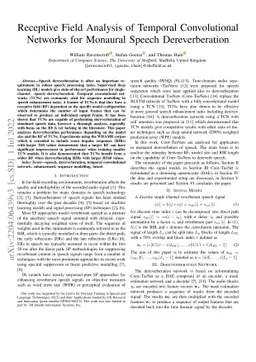 Receptive Field Analysis of Temporal Convolutional Networks for Monaural
  Speech Dereverberation