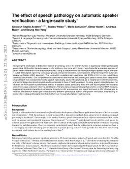 The effect of speech pathology on automatic speaker verification -- a
  large-scale study