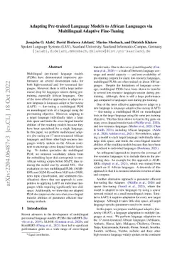 Adapting Pre-trained Language Models to African Languages via
  Multilingual Adaptive Fine-Tuning