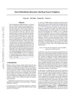 Out-of-Distribution Detection with Deep Nearest Neighbors